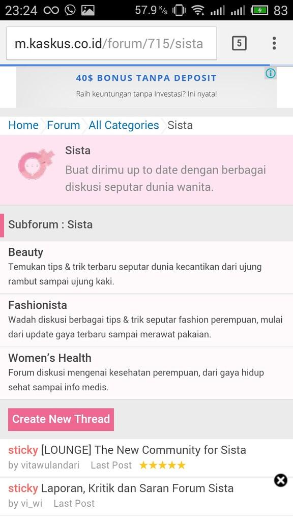 Sub forum baru: Sista