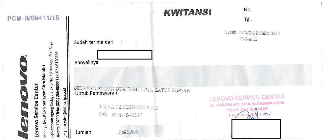 Apakah Service LENOVO Vibe X Semahal ini ?