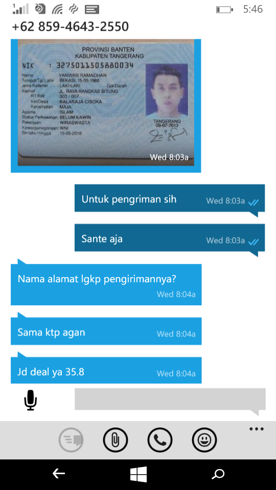 Hati-Hati dengan nomer 085946432550 aka Yanwar Raramdhan