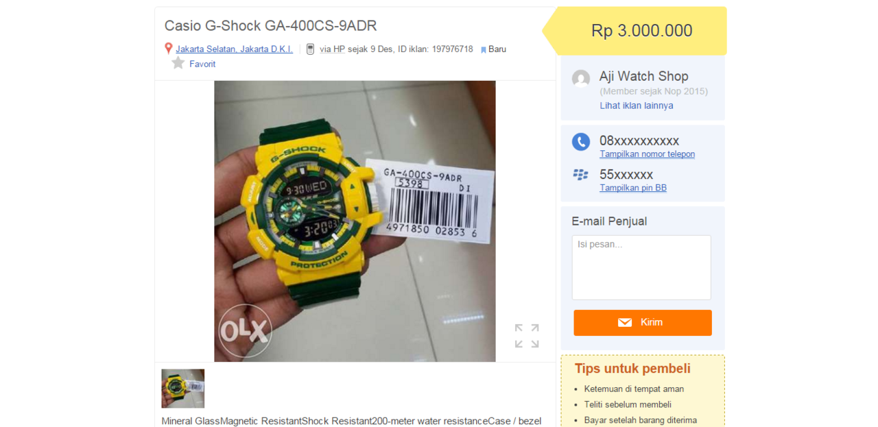 CASIO G-SHOCK GA400CS-9A : Manakah yang Lebih Murah ?