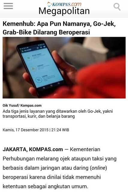 Beberapa alasan kurang setuju kalo Gojek grabbike dll dilarang