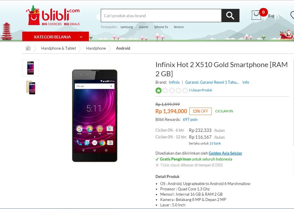 Infinix Hot 2: Temukan penawaran terbaik disini gan!