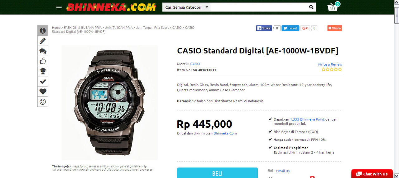 Casio Jam Tangan Pria Digital AE-1000-W-1B 