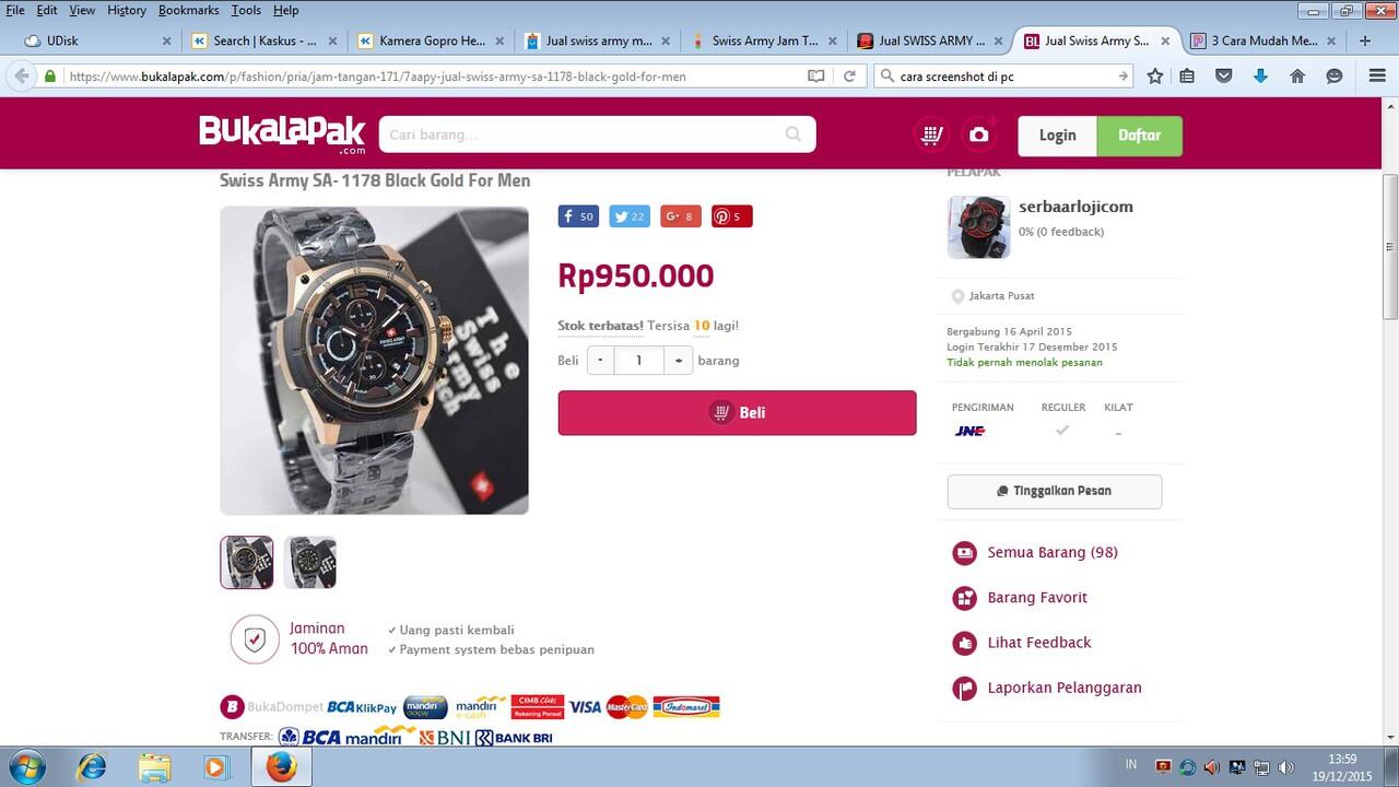 Swiss Army Jam Tangan Analog Pria SA 1178 "perbandingan 