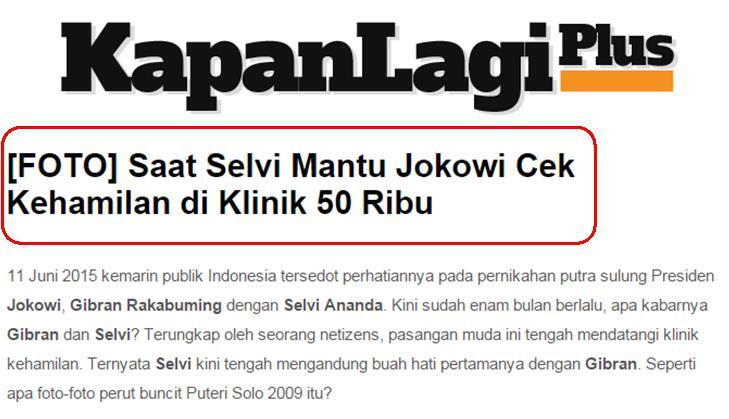 &#91;FOTO&#93; Saat Selvi Mantu Jokowi Cek Kehamilan di Klinik 50 Ribu