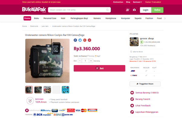 NIKON COOLPIX AW130 - Camouflage/Army : Wujud Kamera, dan Selisih Harga antar Lapak !