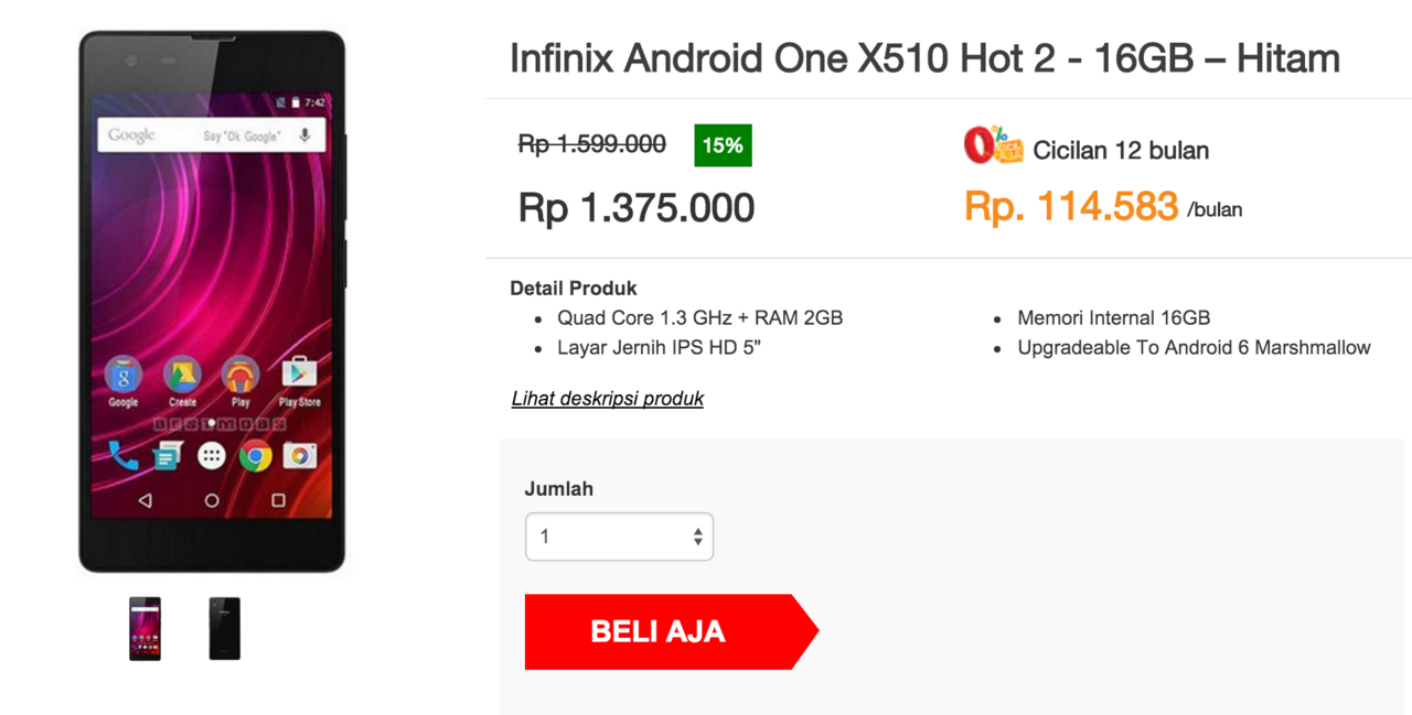 Infinix Android One X510 Hot 2
