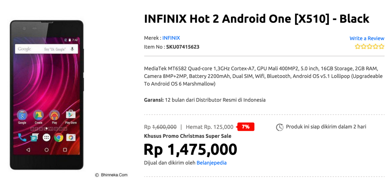 Infinix Android One X510 Hot 2