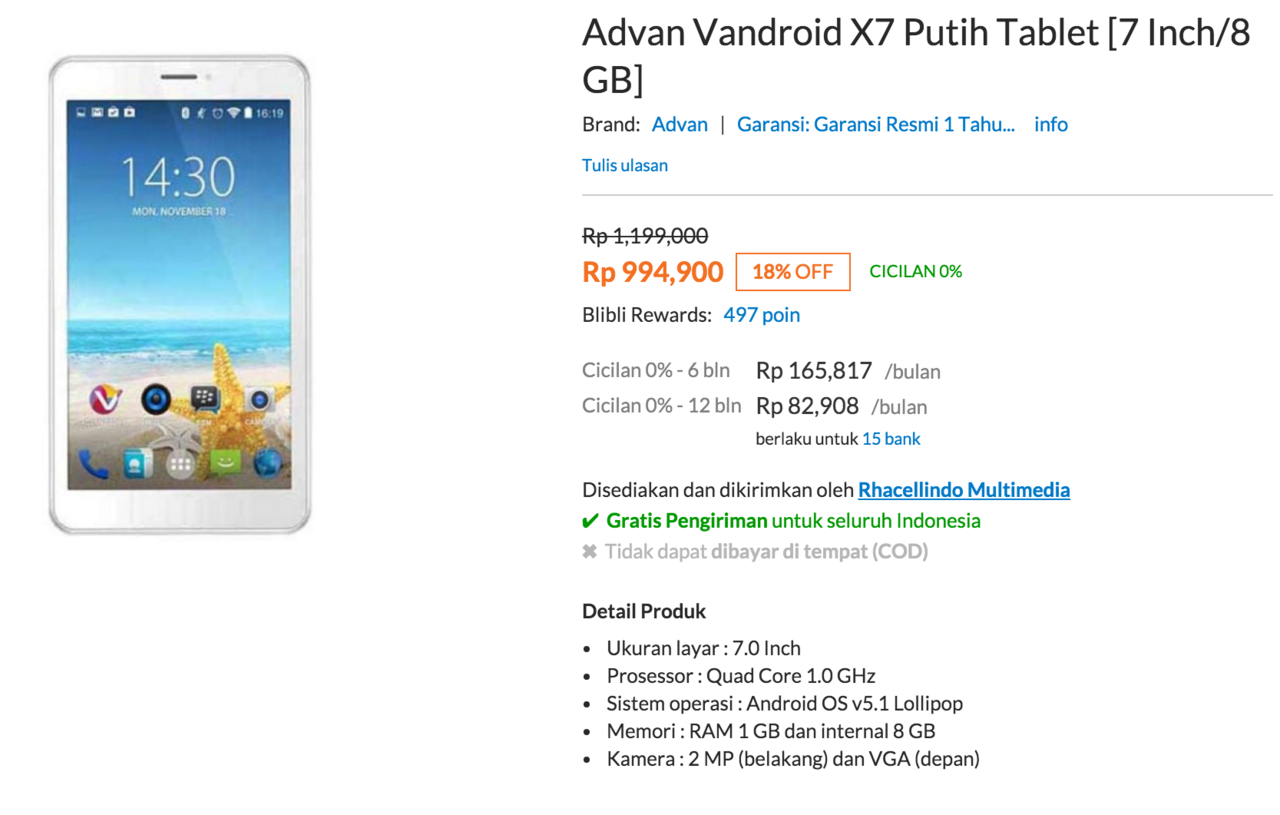 Advan Vandroid X7 Murah Meriah!!