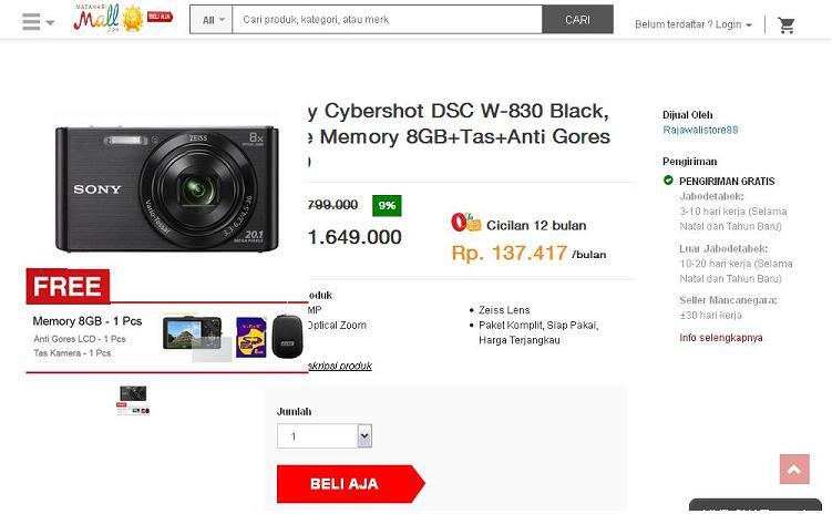 Sony Camera Pocket Cybershot DSCW830 : Bandingin Harga Mana Yang Paling Murah