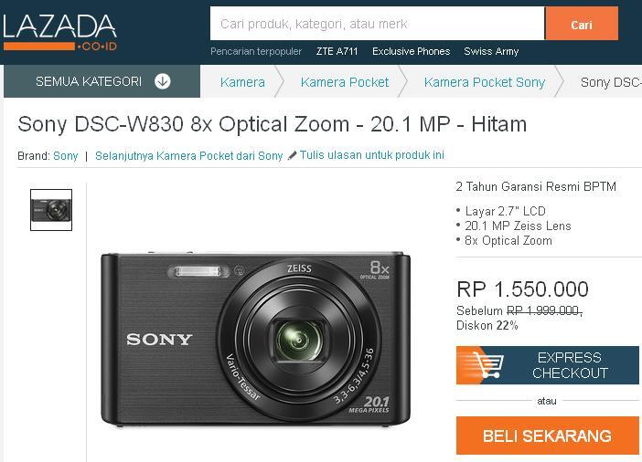 Sony Camera Pocket Cybershot DSCW830 : Bandingin Harga Mana Yang Paling Murah