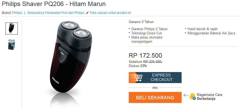 Philips Shaver PQ206: Rp. 155.000 - 239.000