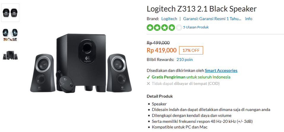 Speaker Logitech Z313: Rp. 395.000 - 495.000