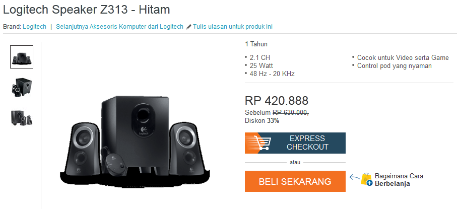 Speaker Logitech Z313: Rp. 395.000 - 495.000