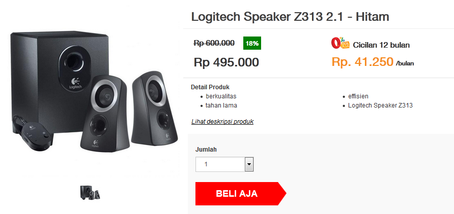 Speaker Logitech Z313: Rp. 395.000 - 495.000