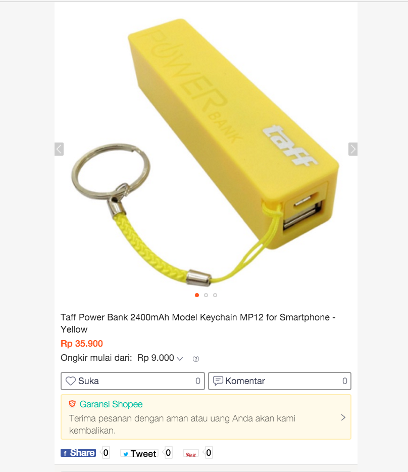 Taff Power Bank 2400mAh MP12 : Power bank termurah gan