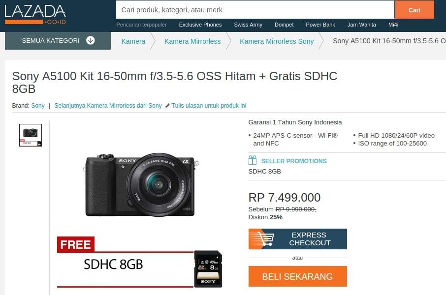 Sony Alpha A5100 KIT 16-50mm: Pilih Toko Online yang Paling Menguntungkan