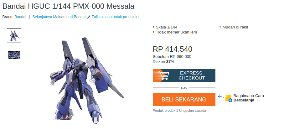 BANDAI 1/144 HGUC Messala PMX-000: Rp. 330.000 - 414.540