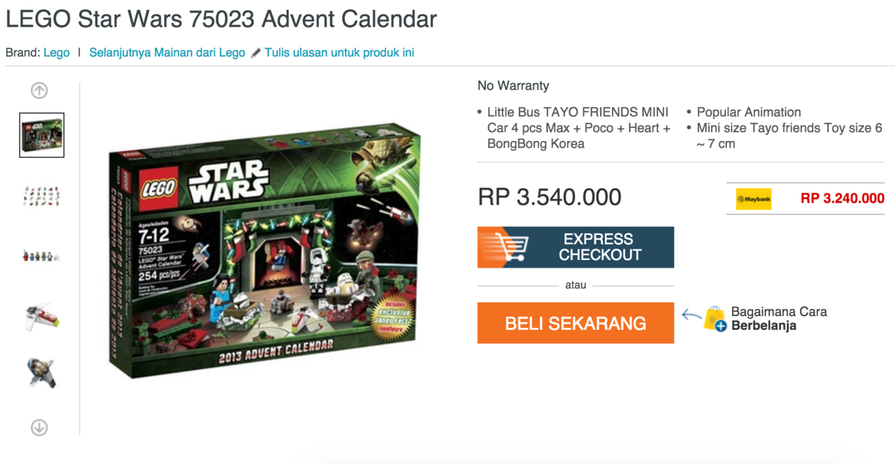 LEGO Star Wars Advent Calendar - Rp 681,750