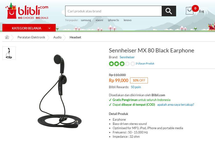 Earphone Sennheiser MX 80: Harga Miring Gan! Cekibrotttt!!