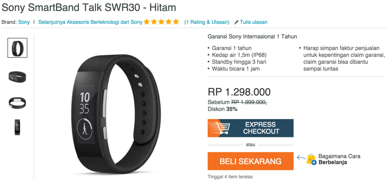 Sony SWR30 Black SmartBand