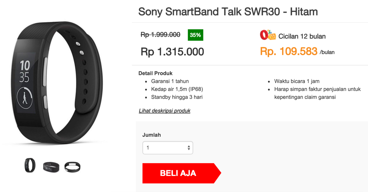 Sony SWR30 Black SmartBand
