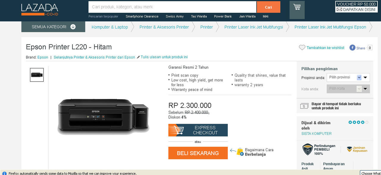 Printer Epson L220 : Tentukan Harga Terbaik Anda Di 3 Situs E-Commerce 