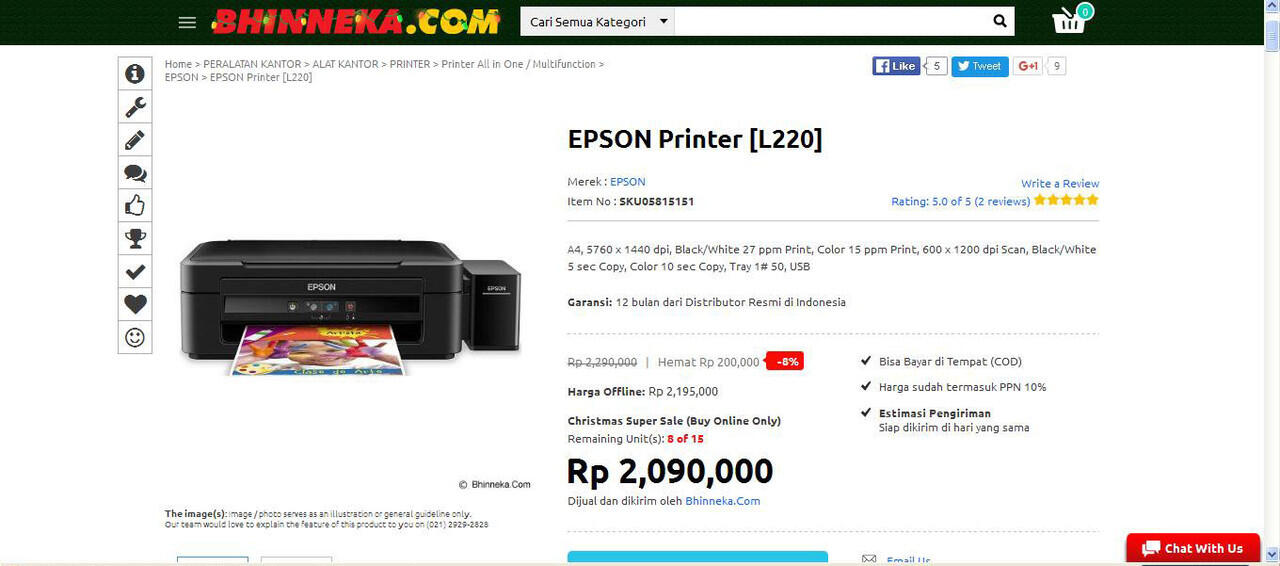 Printer Epson L220 : Tentukan Harga Terbaik Anda Di 3 Situs E-Commerce 