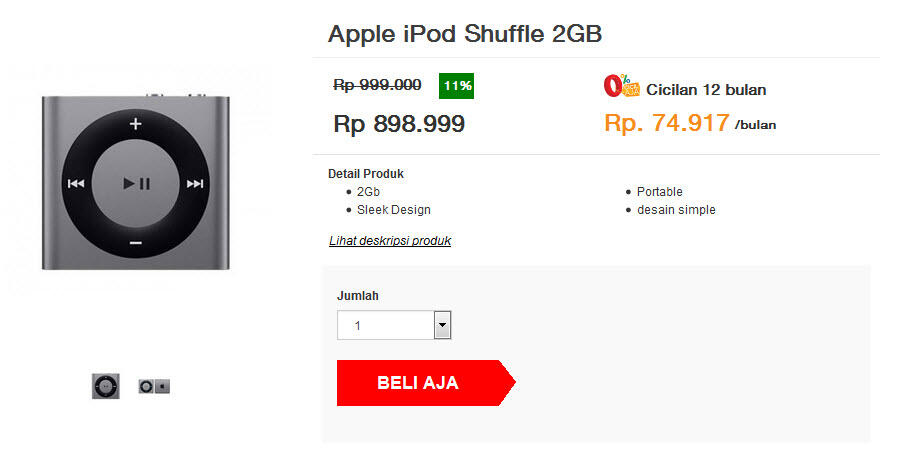 Apple iPod Shuffle 2GB - Gray