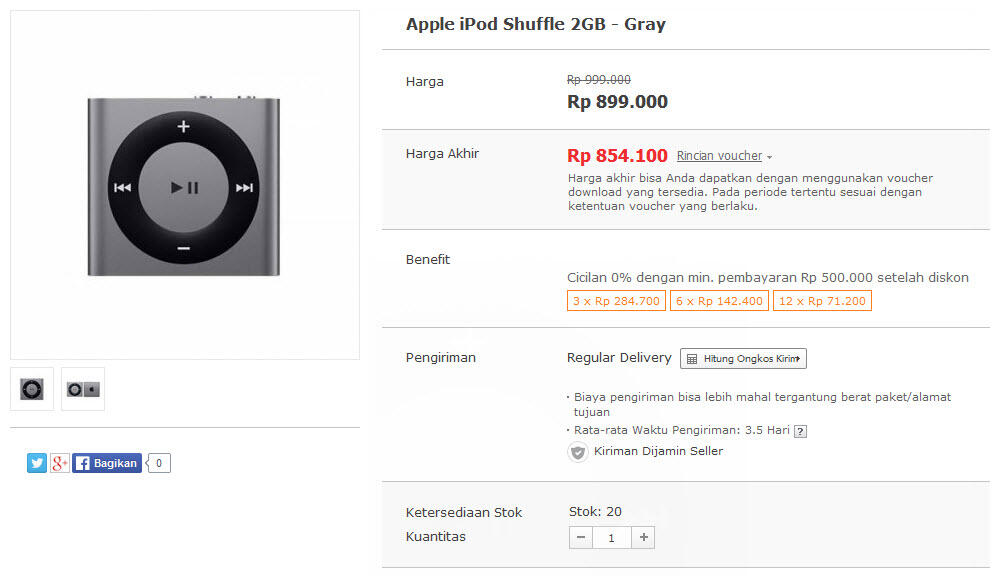 Apple iPod Shuffle 2GB - Gray