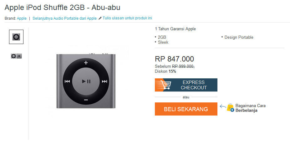Apple iPod Shuffle 2GB - Gray