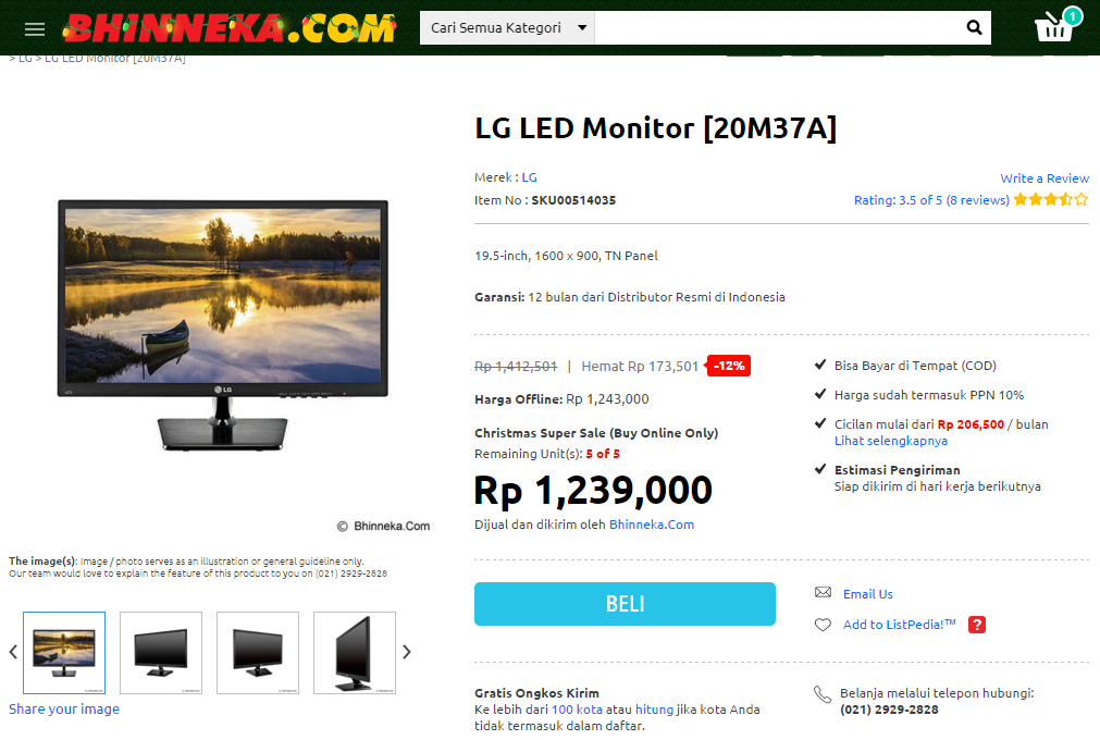 LG 20M37A - LED Monitor 20 Inch Dengan Harga Terjangkau