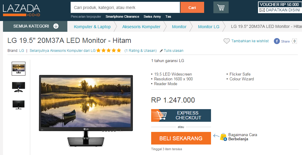 LG 20M37A - LED Monitor 20 Inch Dengan Harga Terjangkau