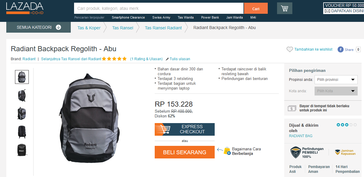 Tas Laptop Radiant Regolith: Perbandingan Antar Lapak Radiant