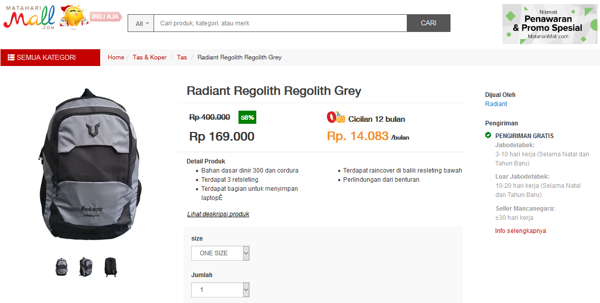 Tas Laptop Radiant Regolith: Perbandingan Antar Lapak Radiant