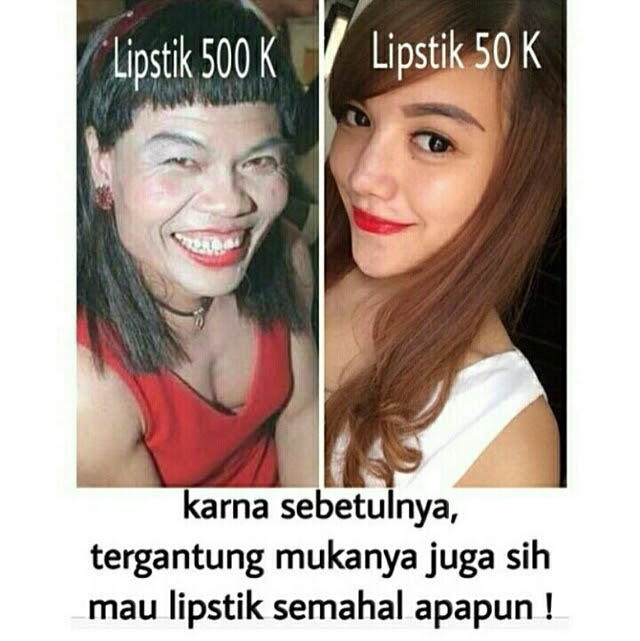 27 Meme lipstik 50K vs 500K ini dijamin bikin ngakak seharian