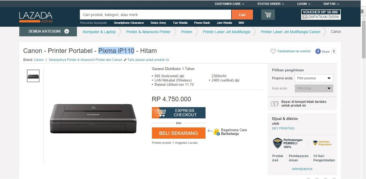 CANON iP110 : cari printer portabel dengan harga termurah?masuk sini gan!!