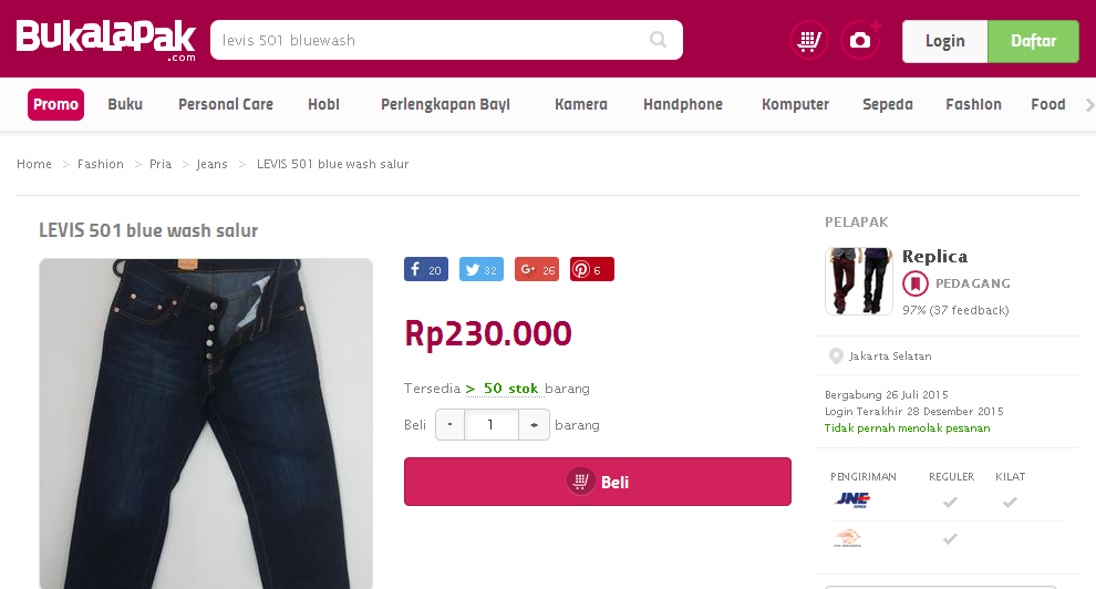 &quot;LEVIS 501 BLUEWASH&quot;