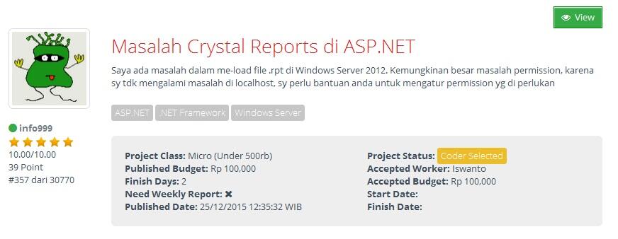 [KERJA SECARA REMOTE] Masalah Crystal Reports di ASP.NET