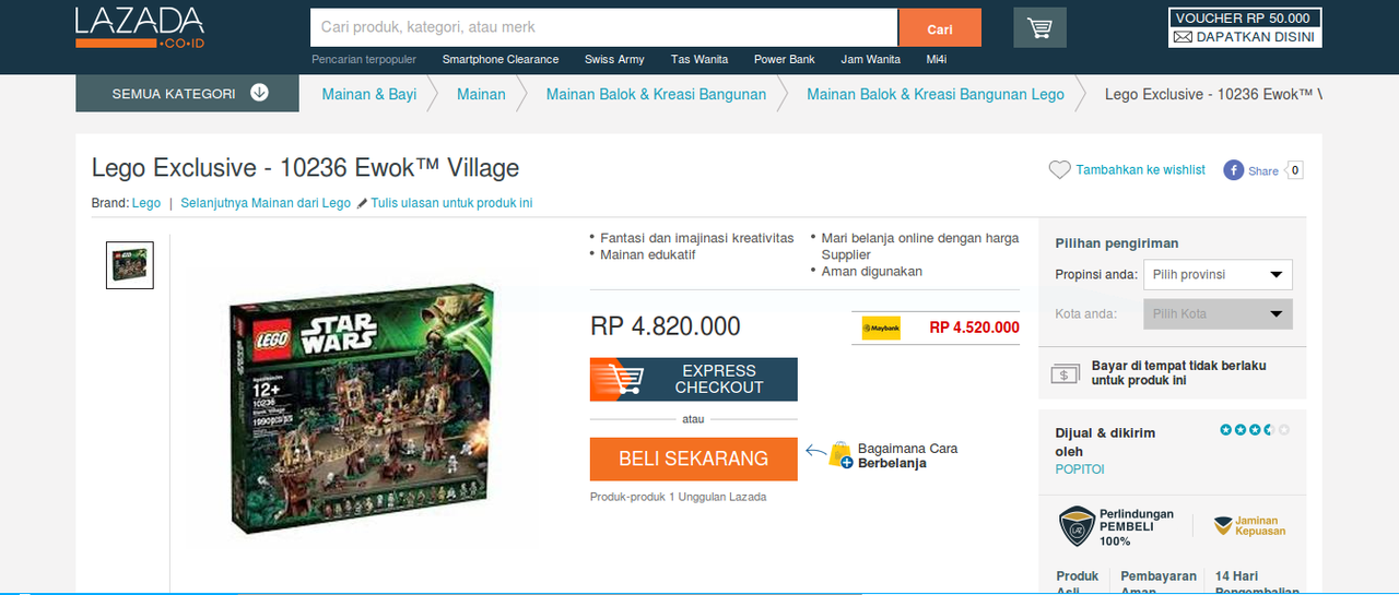 LEGO Exclusive 10236 Ewok™ Village : cari yg termurah dari 3 toko online di sini
