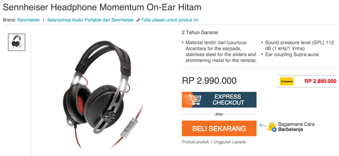 Sennheiser Momentum Black Headphone
