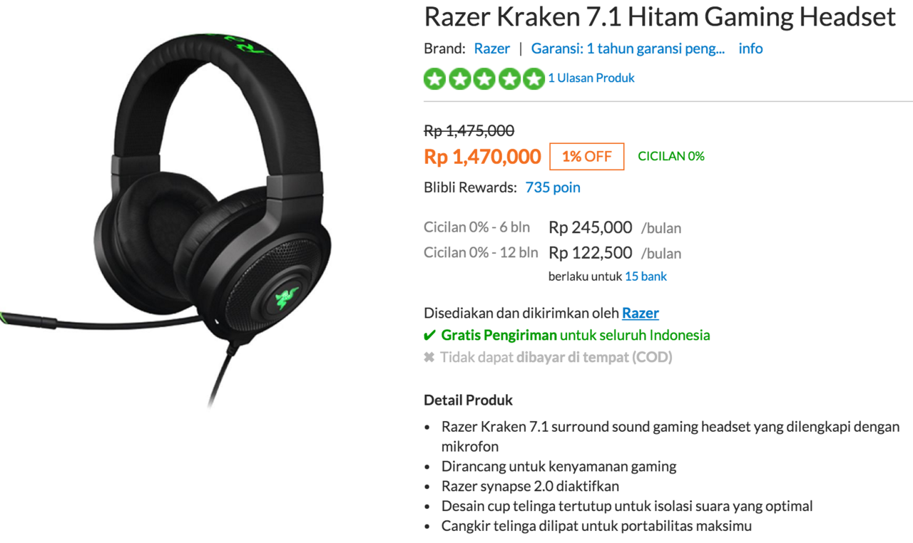 Razer Kraken 7.1 Gaming Headset