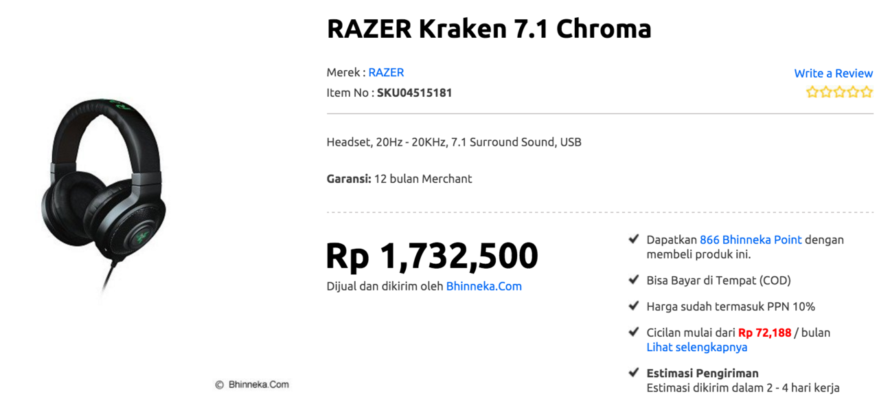 Razer Kraken 7.1 Gaming Headset