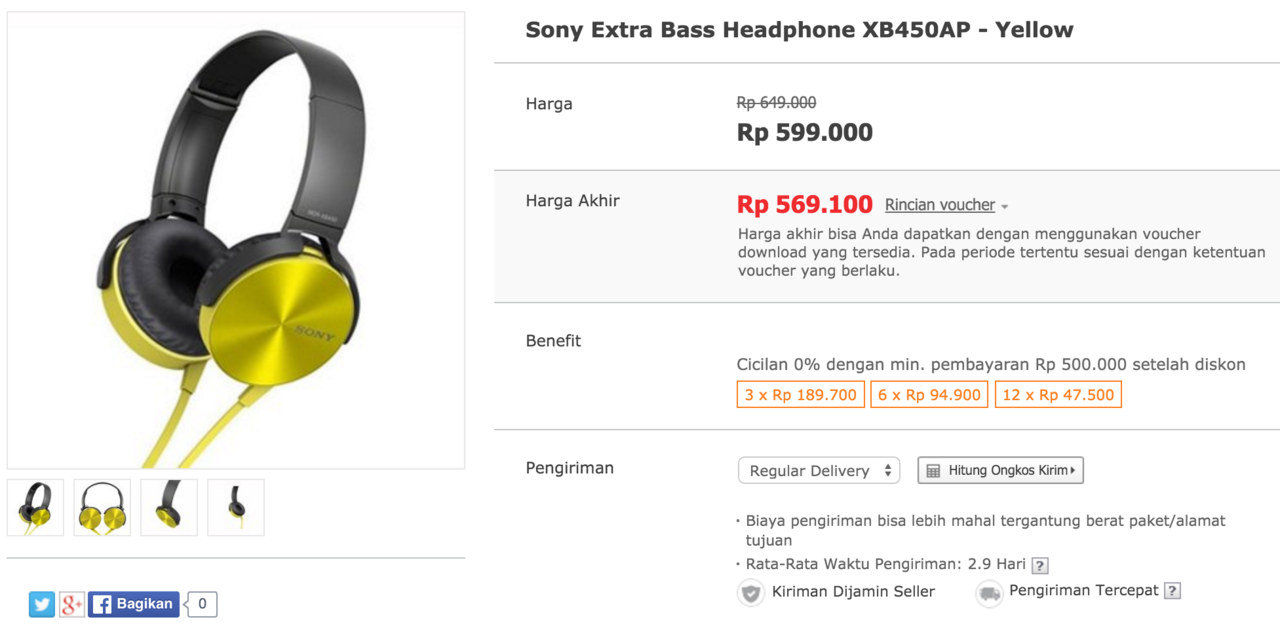 Sony Extra Bass Headphone XB450AP