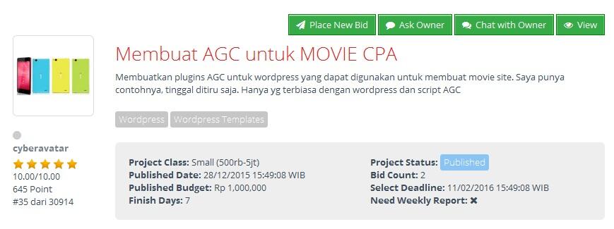 &#91;LOWONGAN FREELANCER&#93; Membuat Plugins AGC untuk Movie CPA