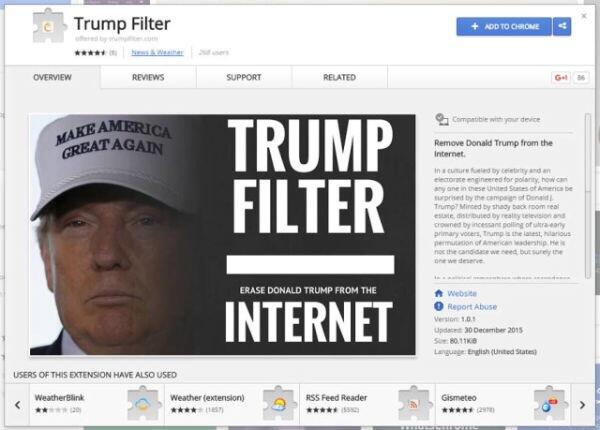CHROME EXTENSION SIAP ENYAHKAN DONALD TRUMP DARI INTERNET