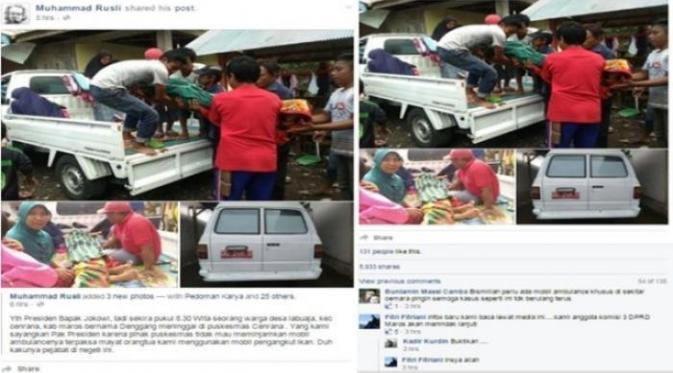 Ditolak Ambulans, Netizen Unggah Foto Jenazah Diangkut Mobil Ikan