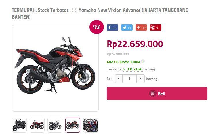 Mau beli Motor Online aja, diskon sampe jutaan dari harga resmi, Compare disini