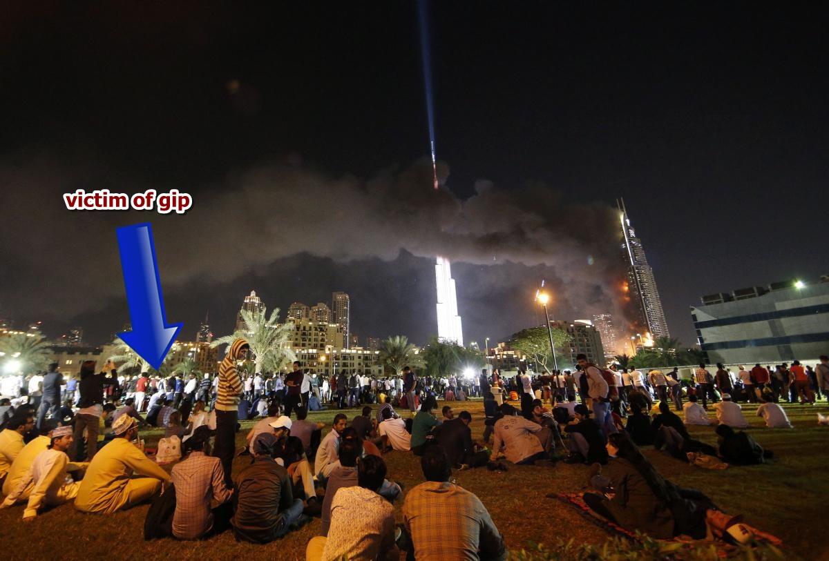 Ternyata victim of gip ikut menyaksikan Kebakaran Hotel di Dubai !!!