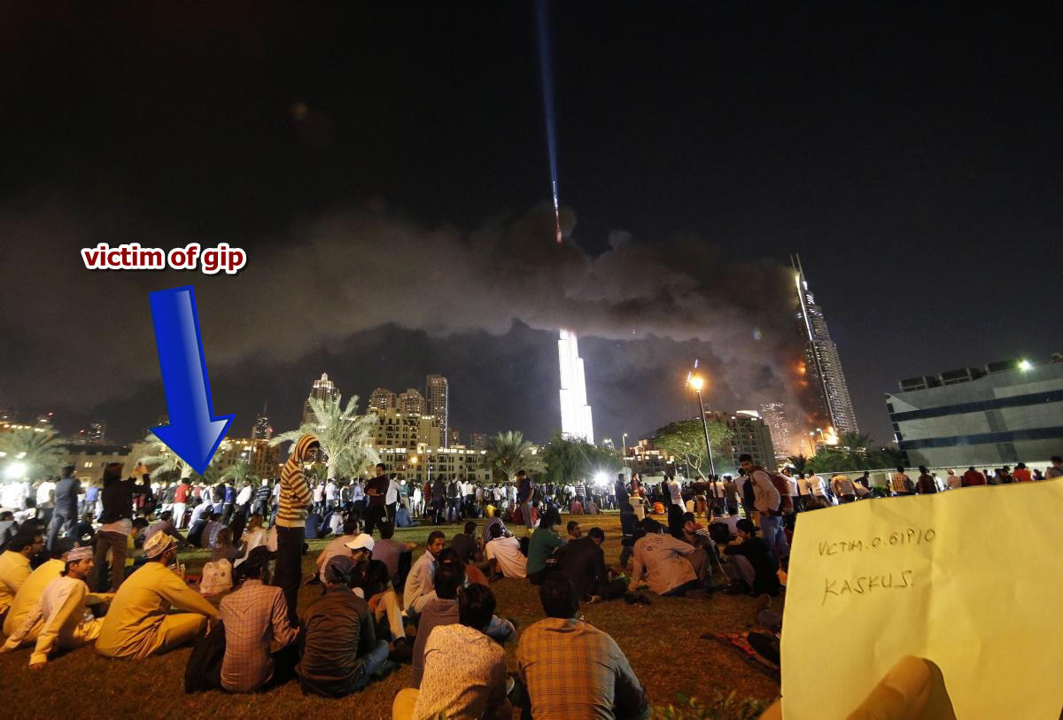 Ternyata victim of gip ikut menyaksikan Kebakaran Hotel di Dubai !!!